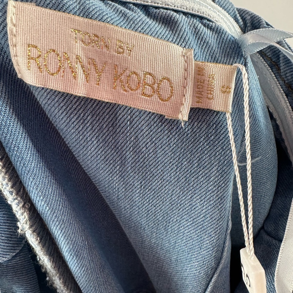 NWT Torn by Ronny Kobo Renee‎ Strapless Denim Midi Dress in Medium Blue Small - Picture 7 of 10